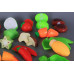 Комплект плодове и зеленчуци за рязане, торта, котлон и кухненски прибори